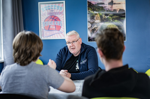 Staff engaging with young people