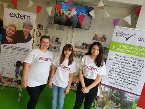 Three young people at the Bangor Youth Engagement Service